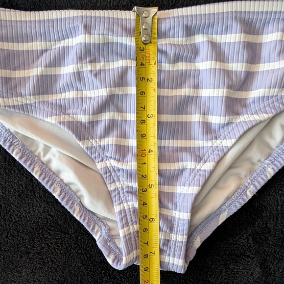 Hanna Andersson Girls Ruffle Lavender Purple Stripe 2 Piece Swim Bathing Suit - Picture 5 of 10